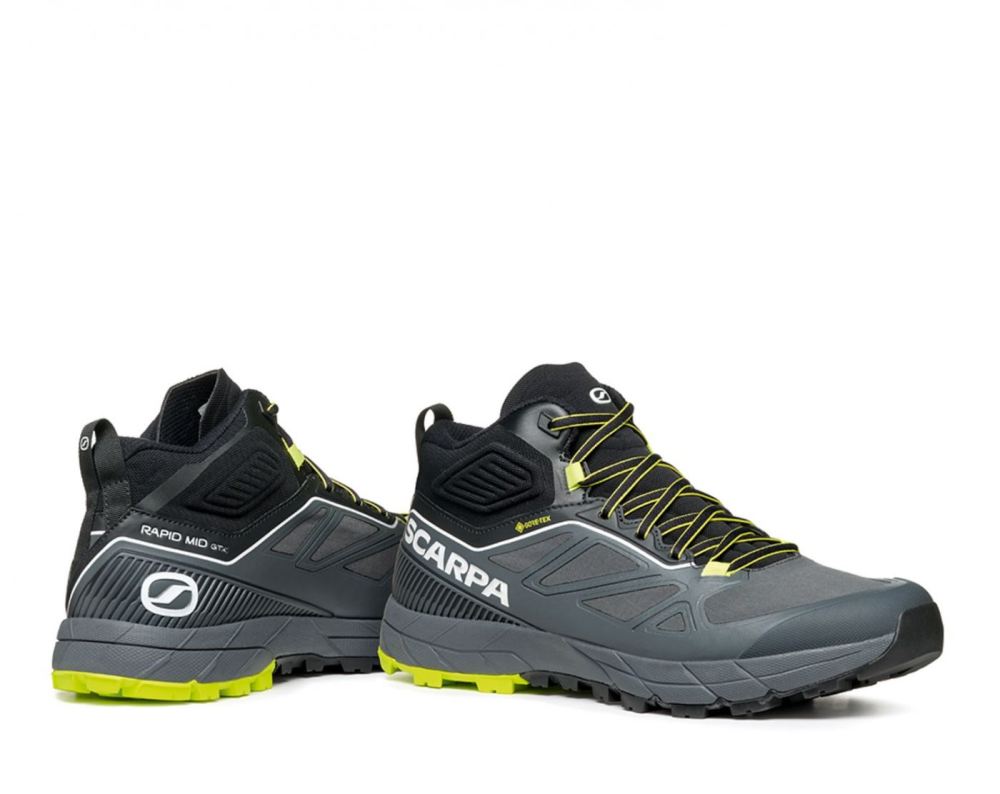 SCARPA BOOTS MEN'S RAPID MID GTX-Anthracite/Acid Lime